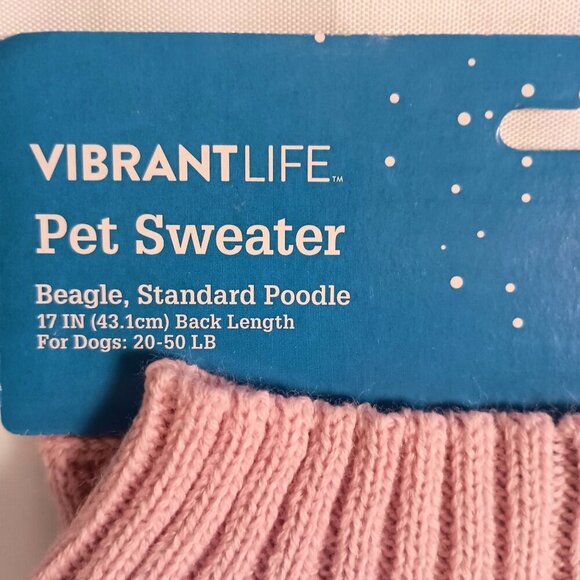 Vibrant Life Lady Boss Pink Dog Sweater Size M NWT Fits 20-50 lb Dogs - Picture 5 of 6